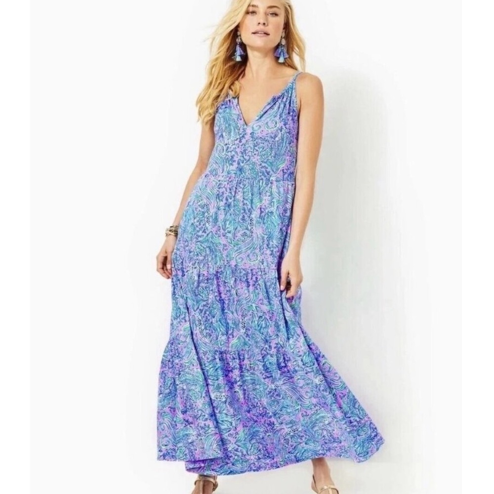 Lilly Pulitzer Maribella Halter Maxi Dress - We Mermaid It print